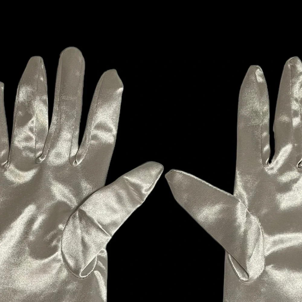 White Sleeves Satin Gloves Off white Women'S Short Satin Bridal Gloves Wrist